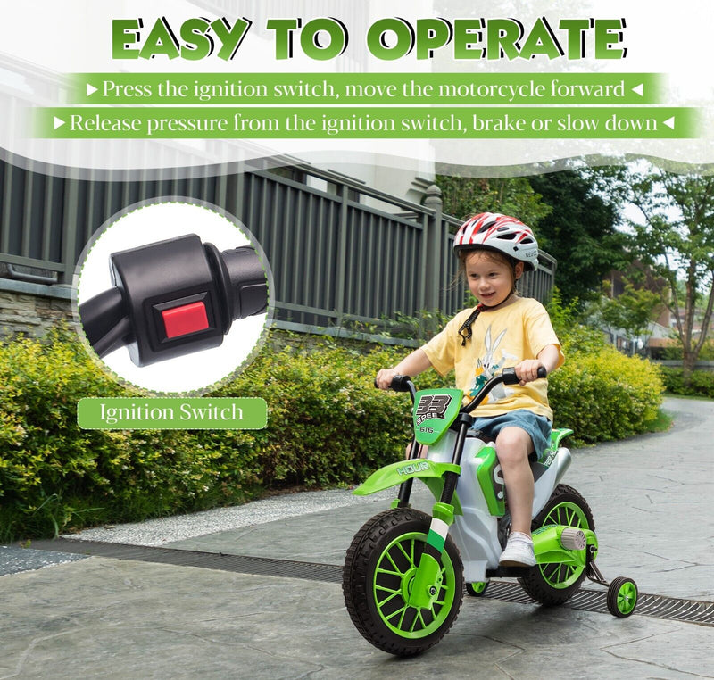 TOBBI Kids Electric Motorbike with Training Wheels - Fun and Safe Ride-On Vehicle