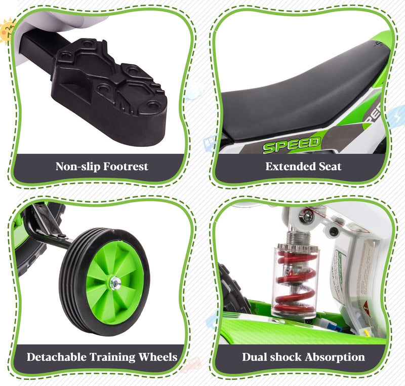 TOBBI Kids Electric Motorbike with Training Wheels - Fun and Safe Ride for Young Riders