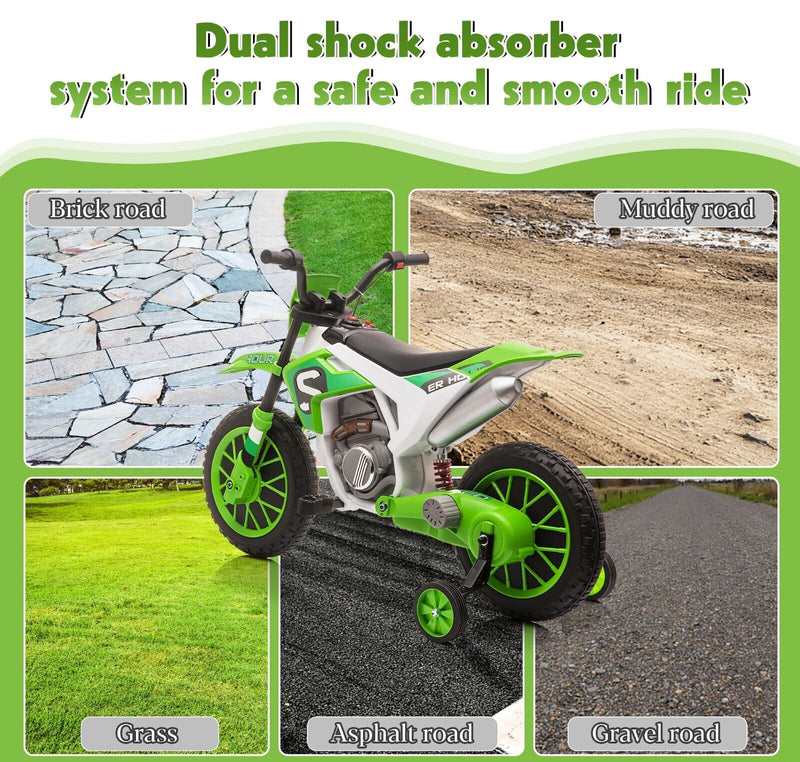 TOBBI Kids Electric Motorbike with Training Wheels - Fun and Safe Ride for Young Riders