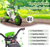 TOBBI Kids Electric Motorbike with Training Wheels - Perfect Gift for Young Riders