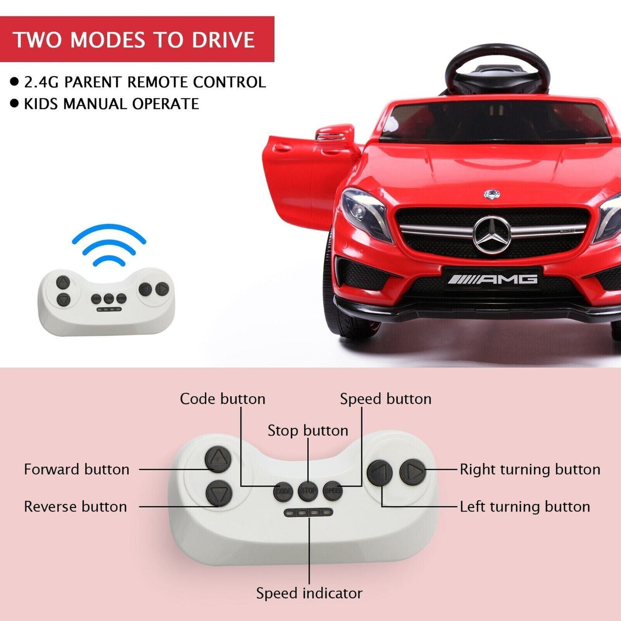 TOBBI Kids Mercedes-Benz Electric Ride-On Car with Remote Control - Red