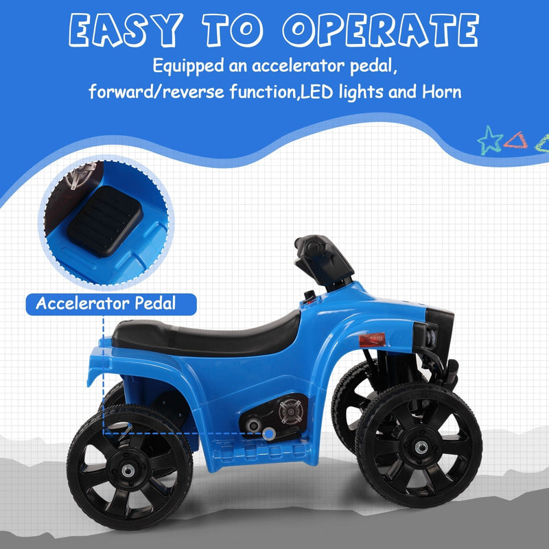 Kids Electric Ride-On ATV Quad Car Toy with LED Headlights and Speed Indicator