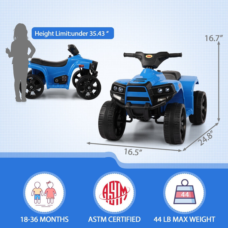 Kids Electric Ride-On ATV Quad Car Toy with LED Headlights and Speed Indicator