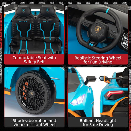 TOBBI 12V Kids Electric Lamborghini STO Sports Car with Remote Control
