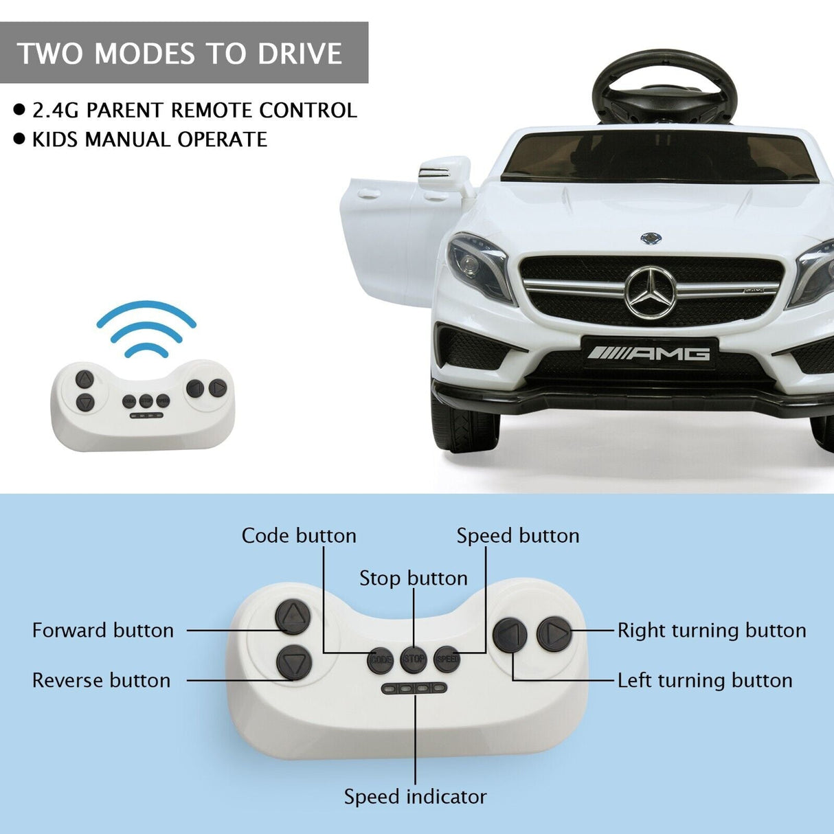 TOBBI Mercedes Benz Licensed Electric Ride-On Car for Kids with Remote Control