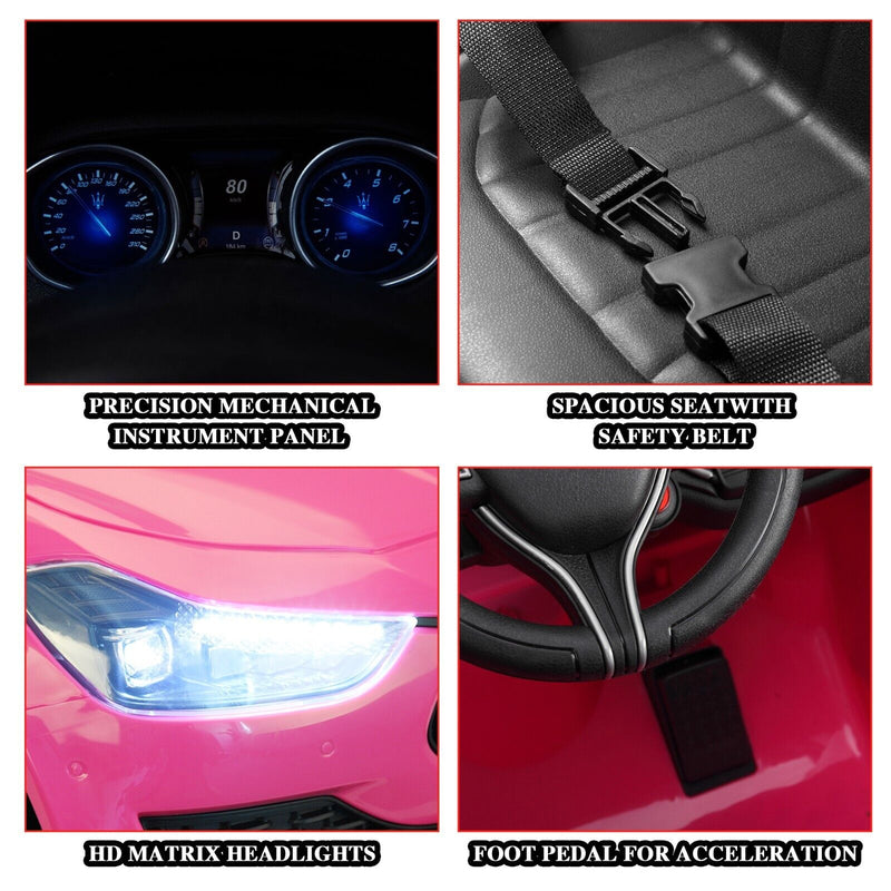 TOBBI Pink Licensed Maserati Gbili Kids Ride on Toy 12V Battery Powered Car with Remote Control