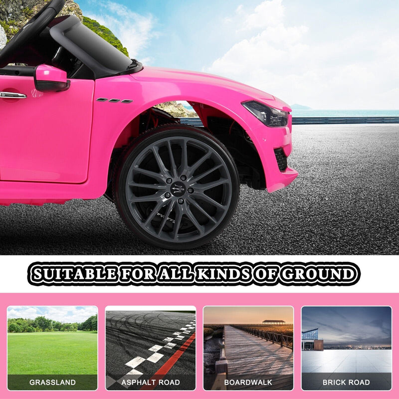 TOBBI Licensed Maserati Gbili 12V Battery Powered Ride-on Toy Car for Kids with Remote Control - Pink