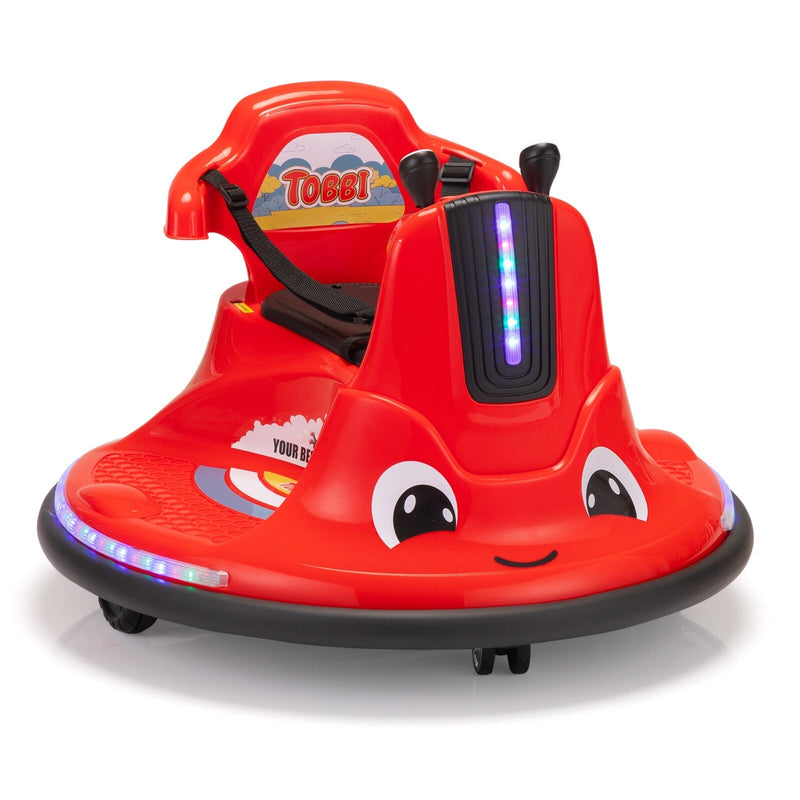 360° Spinning Ride-On Bumper Car for Kids with Remote Control and LED Lights, Red