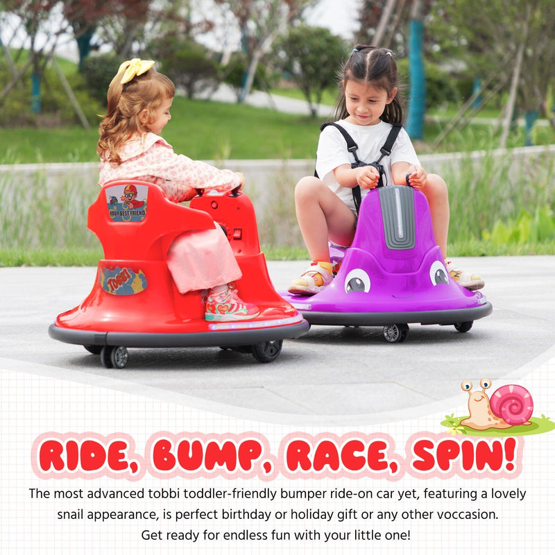 360° Spinning Ride-On Bumper Car for Kids with Remote Control and LED Lights, Red