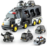 5-in-1 Police Truck Playset for Toddlers with Light and Sound Features