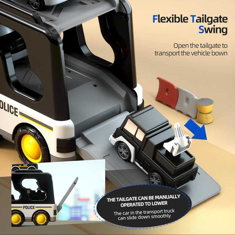 5-in-1 Police Truck Playset for Toddlers with Light and Sound Features