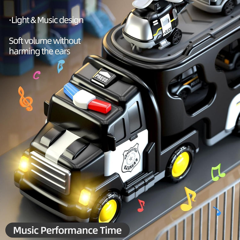 5-in-1 Police Truck Playset for Toddlers with Light and Sound Features