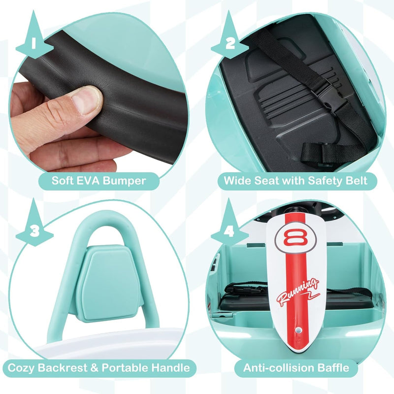 Battery-Powered Toddler Ride-On Bumper Car with Steering Wheel and Bumping Feature