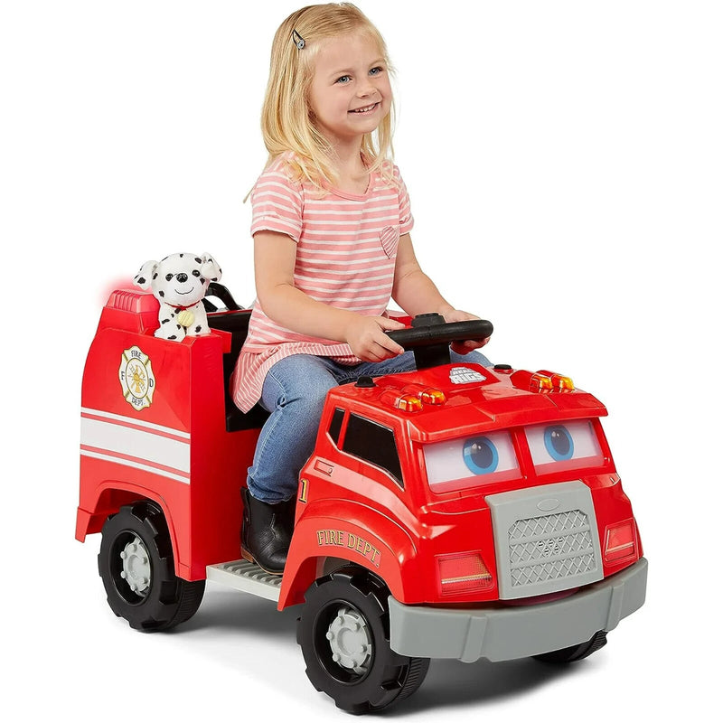 6V Battery-Powered Toddler Fire Truck with Sound Effects for Ages 1.5+