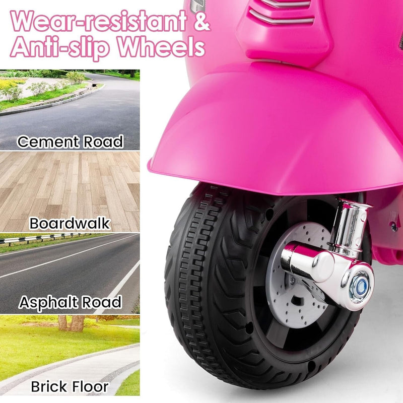 Licensed Vespa Toddler Ride-On Motorcycle with Training Wheels