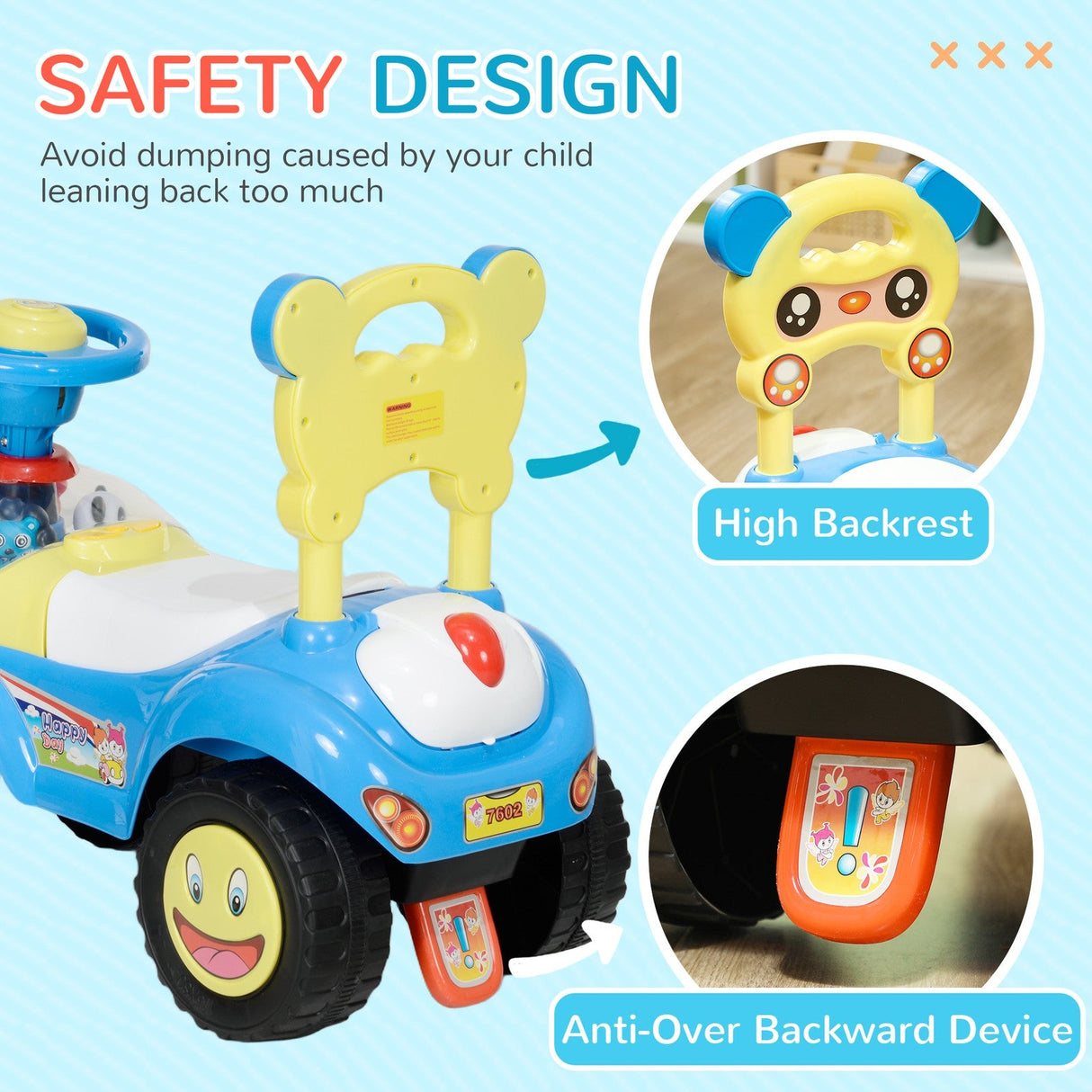 Toddler Push Ride-On Foot-to-Floor Sliding Car for Kids Blue