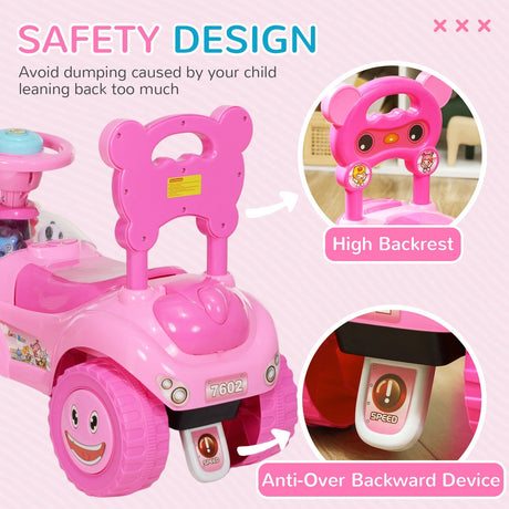 Toddler Push and Ride Foot-to-Floor Sliding Car for Kids Pink