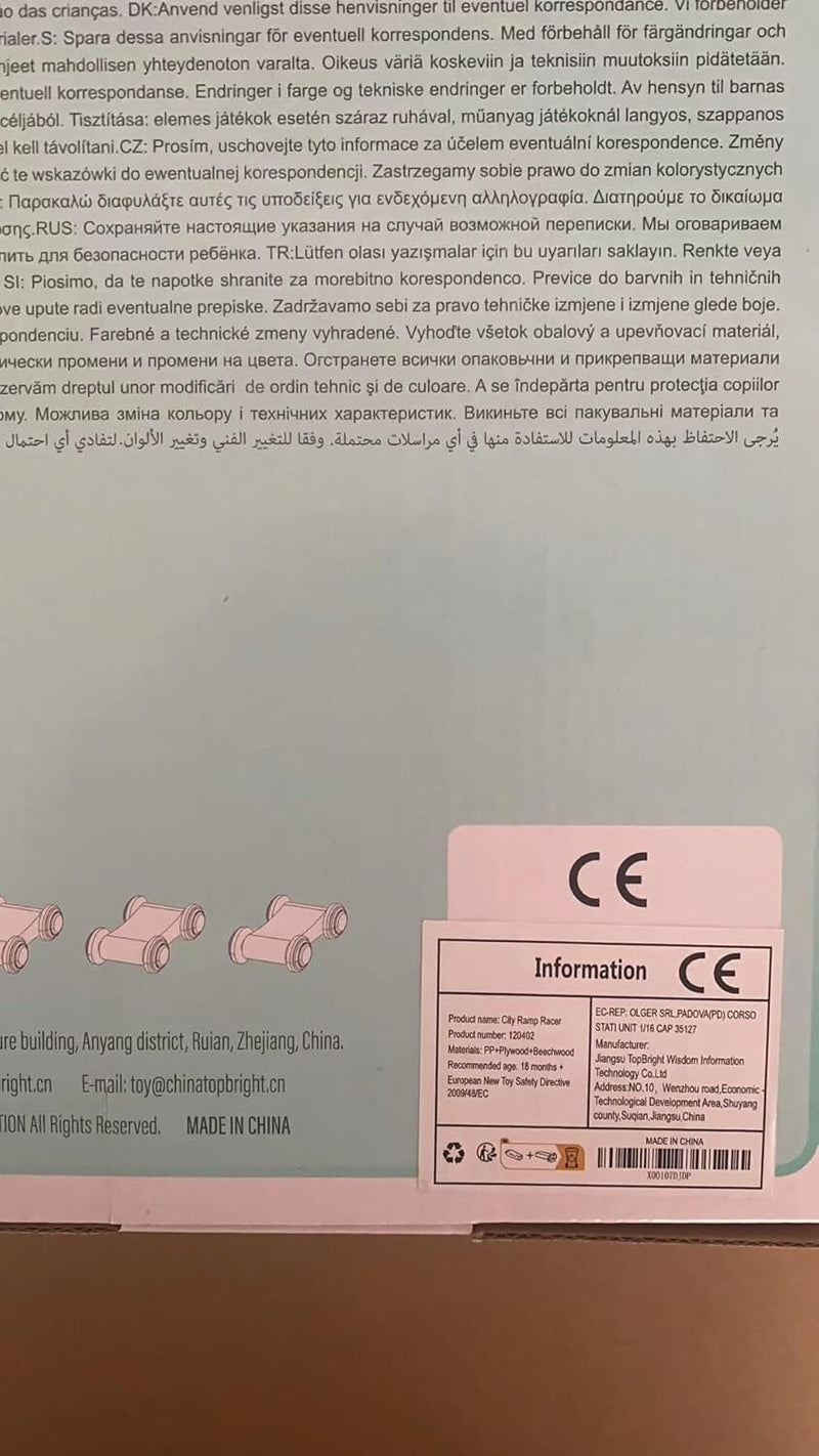 Toddler Race Track Toy with 4 Wooden Cars Montessori Learning Playset