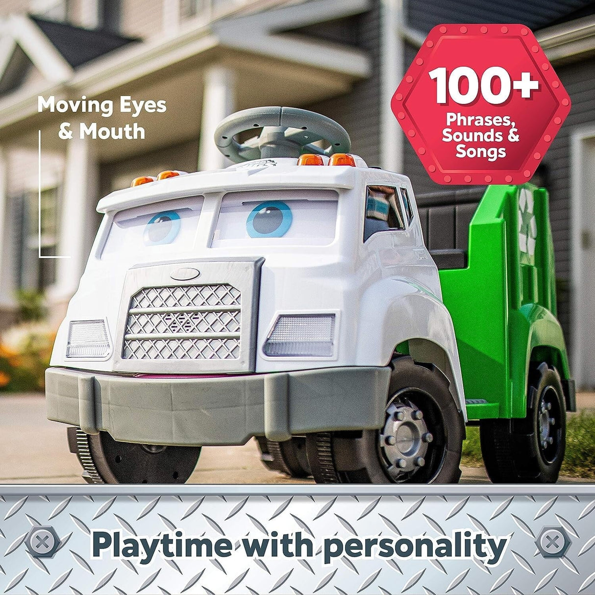 6V Battery-Powered Toddler Recycling Truck with Sound Effects for Ages 1.5+