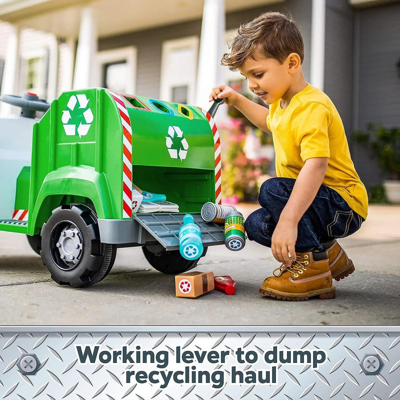6V Battery-Powered Toddler Recycling Truck with Sound Effects for Ages 1.5+
