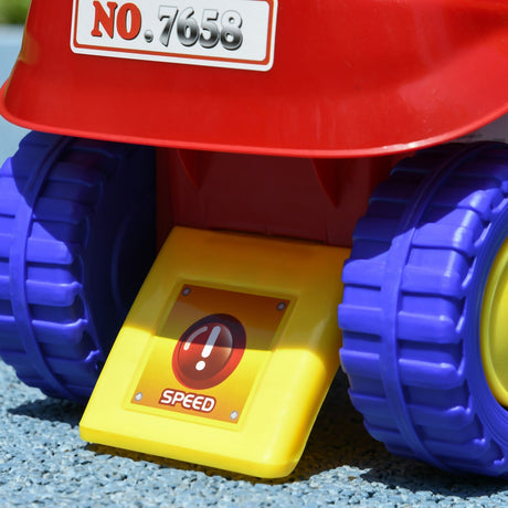 Toddler Ride-On Fire Truck with Music, Horn, and Under-Seat Storage in Red