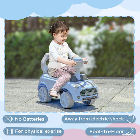 Toddler Ride-On Foot-to-Floor Sliding Car Toy with Lights in Blue