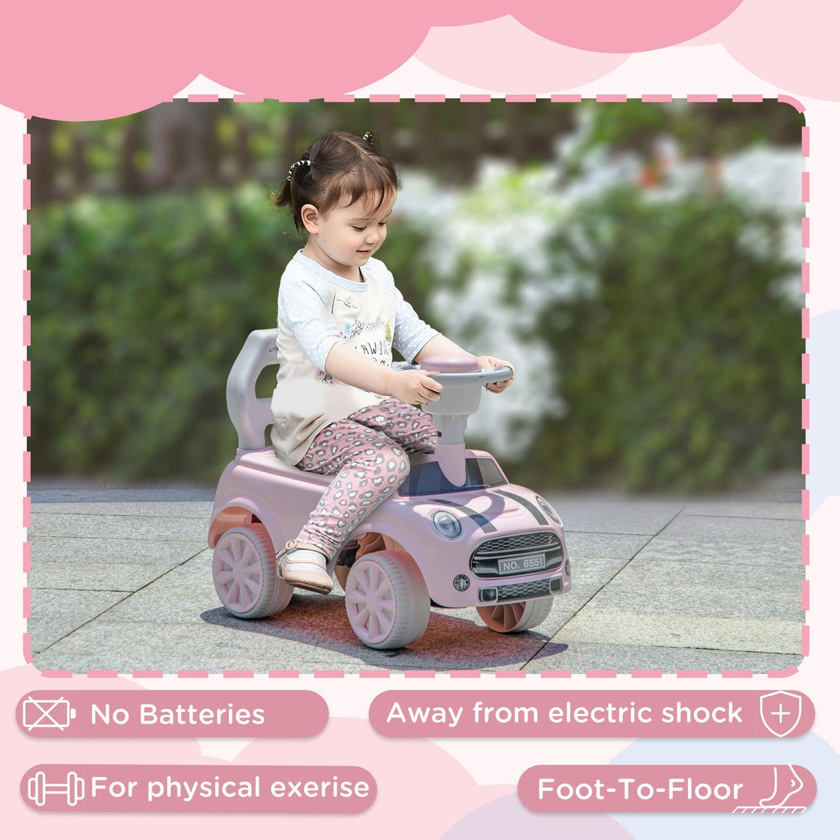 Pink Toddler Ride-On Foot-to-Floor Sliding Car Toy