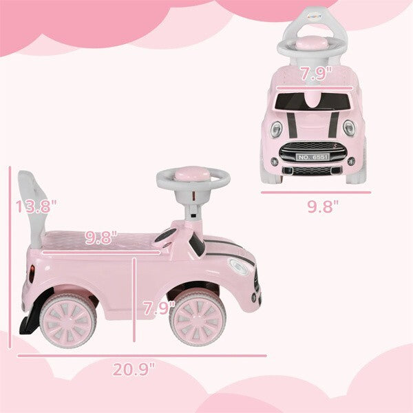 Pink Toddler Ride-On Toy with Horn and Safety Features for Ages 18-36 Months