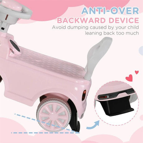 Toddler Ride-On Toy with Horn and Safety Features Interactive Fun for 18-36 Months Pink
