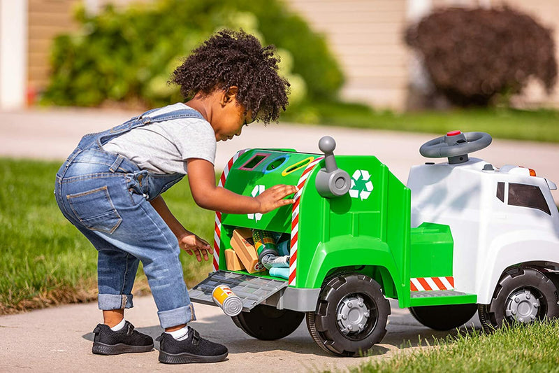 Battery-Powered Rechargeable Ride-On Garbage Truck Toy for Toddlers