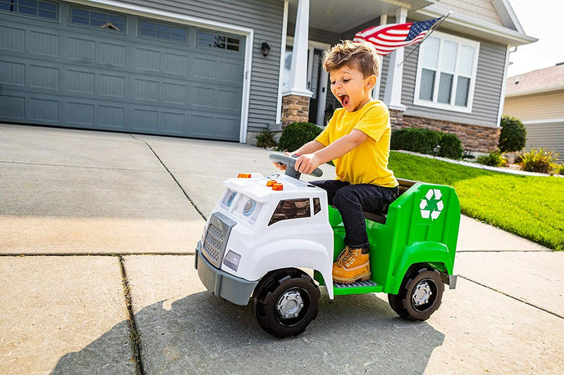 Battery-Powered Rechargeable Ride-On Garbage Truck Toy for Toddlers