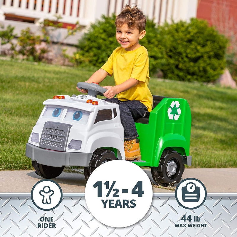 Battery-Powered Rechargeable Ride-On Garbage Truck for Toddlers
