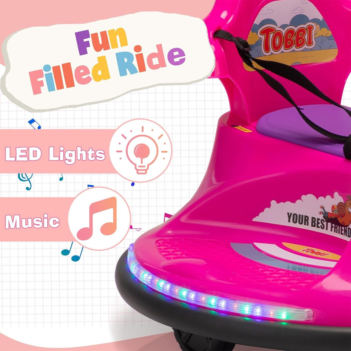 12V Electric Snail-Shaped Ride-On Car for Toddlers with Remote Control and Safety Bumper