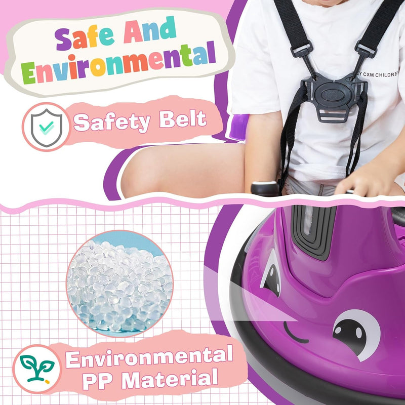 12V Electric Snail-Shaped Ride-On Bumper Car Toy for Toddlers with Remote Control