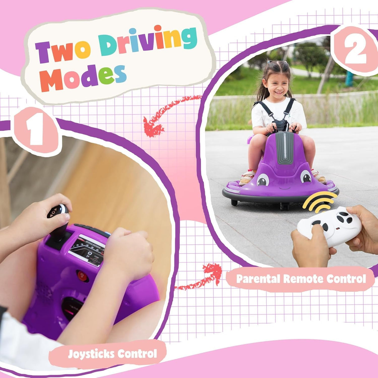 12V Electric Snail-Shaped Ride-On Bumper Car for Toddlers with Remote Control