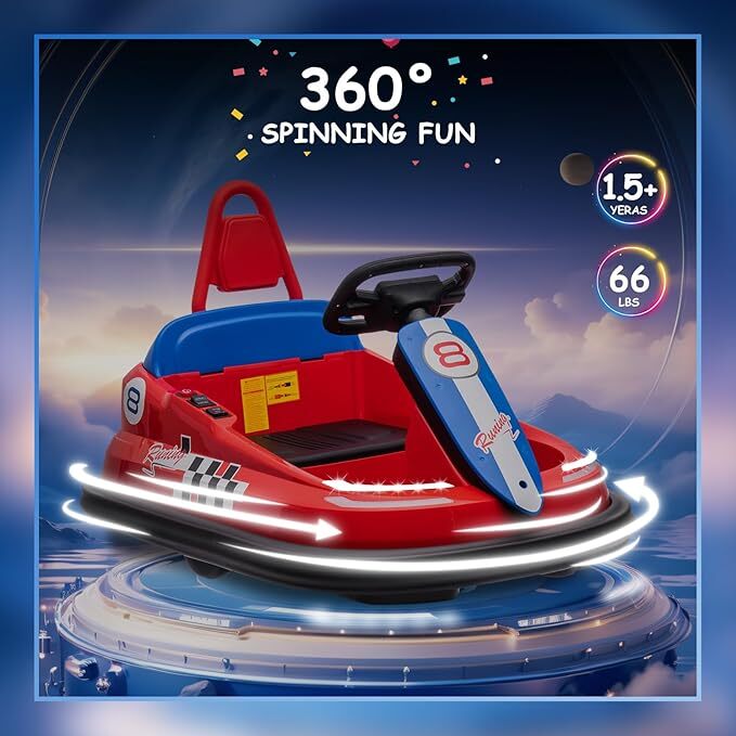 Electric 6V Ride-On Bumper Car Toy for Toddlers Ages 3-6 Boys and Girls