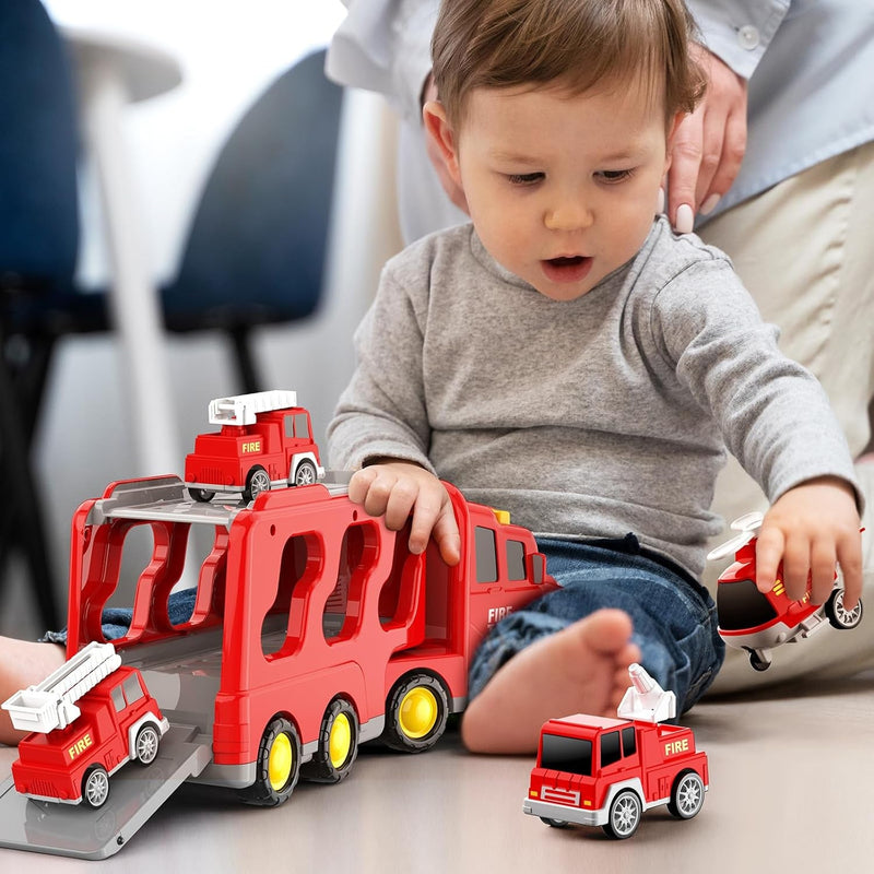 5-in-1 Friction Power Fire Truck Toy Vehicle for Kids Ages 3-9