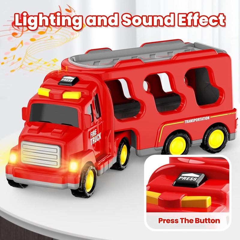 5-in-1 Friction Power Fire Truck Toy Vehicle for Kids Ages 3-9