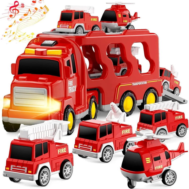 5-in-1 Friction Power Fire Truck Toy Vehicle for Kids Ages 3-9
