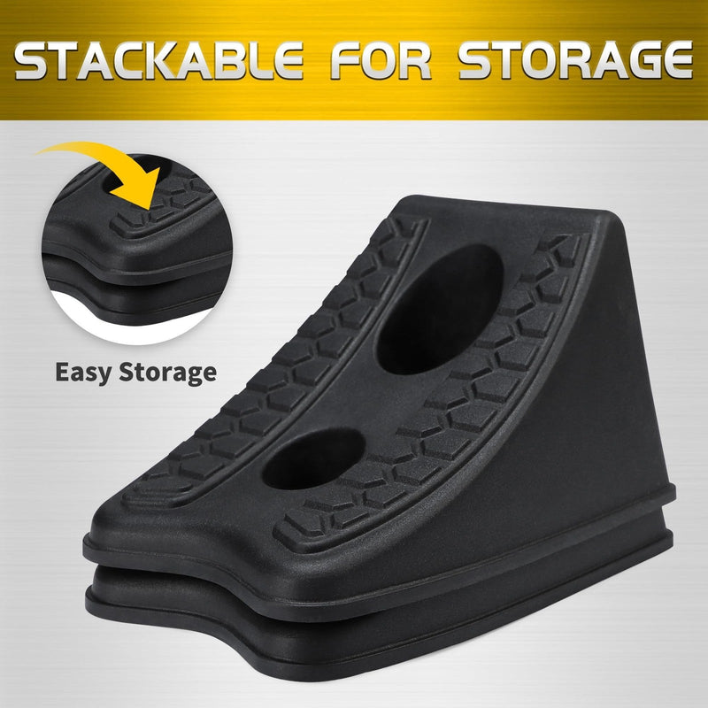 Heavy Duty 8 Inch Wheel Chocks and Wedges for Cars, Travel Trailers, and RVs