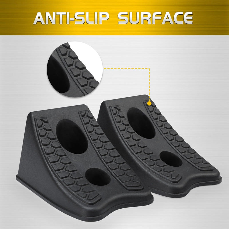 Heavy Duty 8 Inch Wheel Chocks and Wedges for Cars, Travel Trailers, and RVs