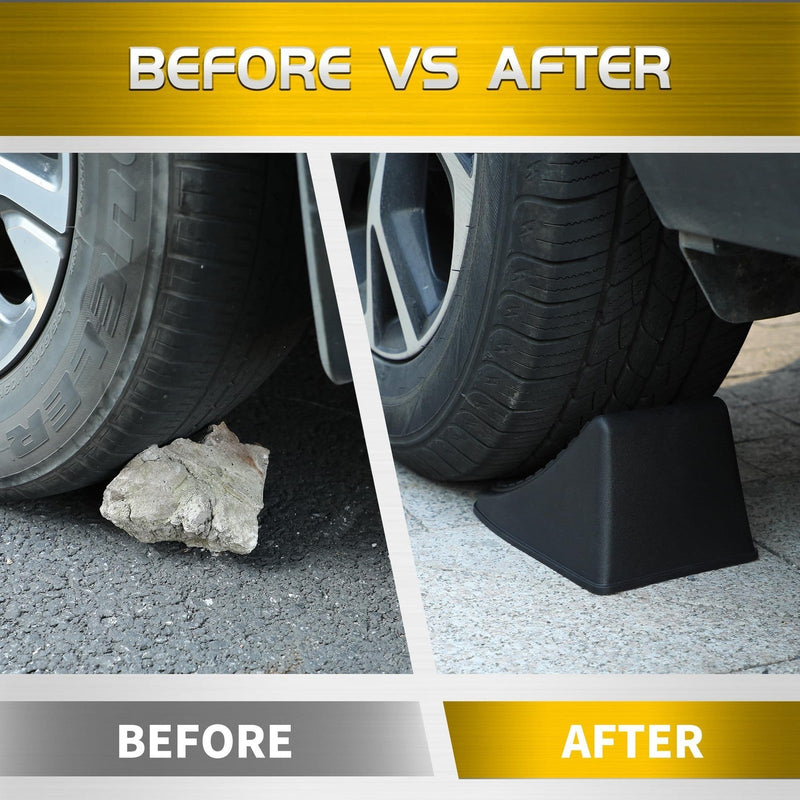 Heavy Duty 8 Inch Wheel Chocks and Wedges for Cars, Travel Trailers, and RVs