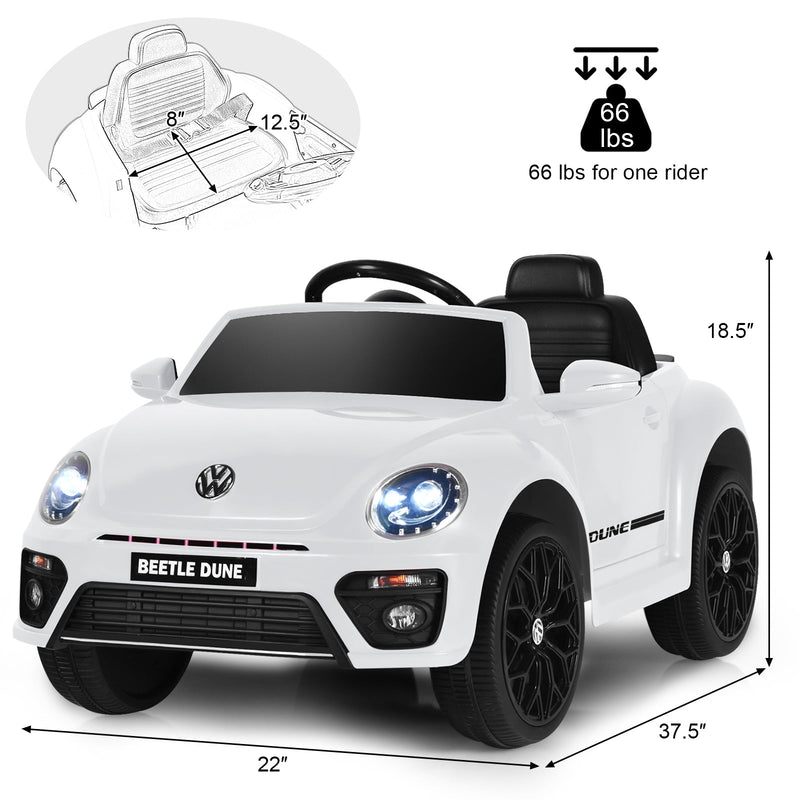 12V Electric Ride-On Volkswagen Beetle Car for Toddlers with Remote Control