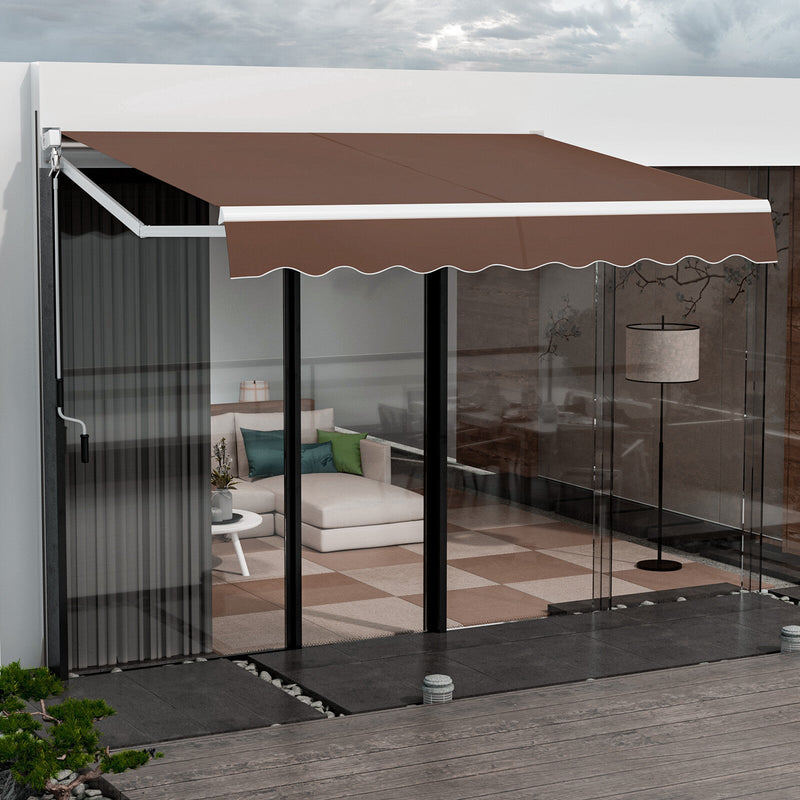 8' x 6.6' Retractable Awning with Aluminum Frame and Sun Water Protection PA Fabric
