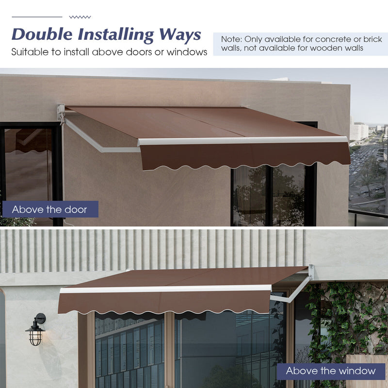 8' x 6.6' Retractable Awning with Aluminum Frame and Sun Water Protection PA Fabric