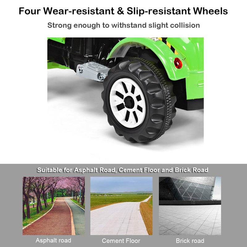 Kids Electric Ride-On Excavator Truck with Front Loader and Digger Scooter