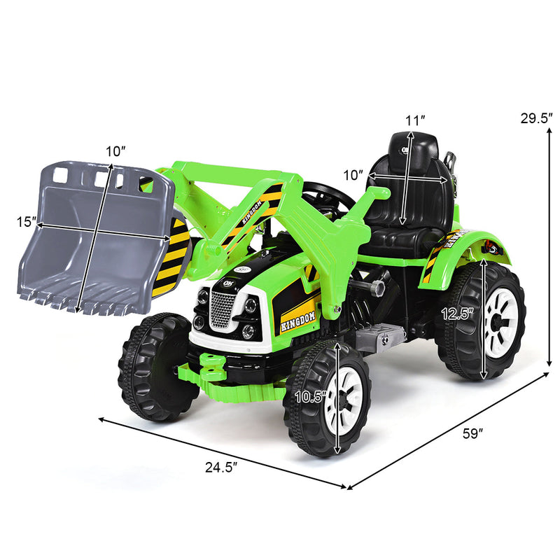 Kids Electric Ride-On Excavator Truck with Front Loader and Digger Scooter