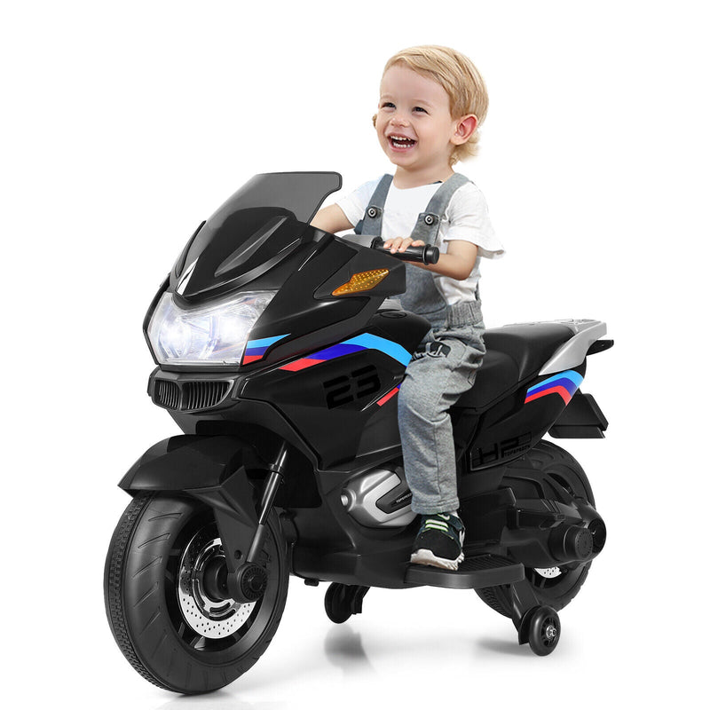 Kids Battery-Powered Ride-On Motorcycle Toy with Headlights and Music