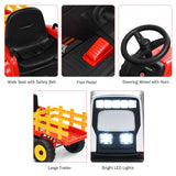 Kids Battery-Powered Ride-On Tractor with Trailer and Large Capacity