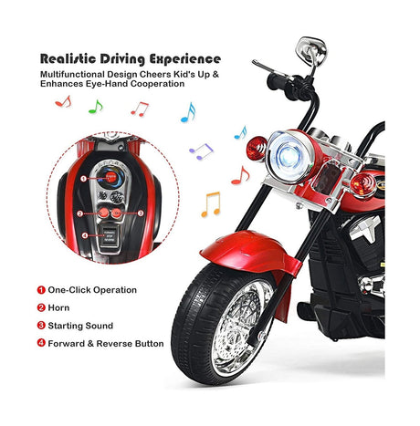 Topment Kids Electric Motorcycle, 6 V Rechargeable Battery Powered Ride on Toy